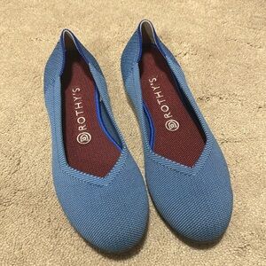 Rothy's Retired Indigo Mini Stripes Limited Edition Round Toe Comfort Flats 9